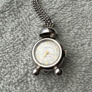 Golden Shield Elegant Silver Necklace with Watch Pendant